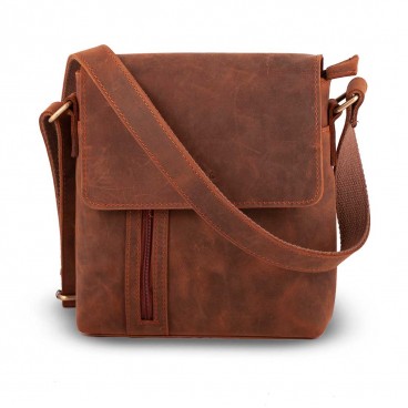 OLIMPIA MESSENGER BAG 1COMPARTMENT IN VINTAGE LEATHER 23x6 H25 cm