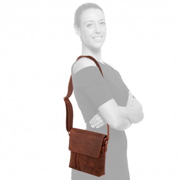 OLIMPIA MESSENGER BAG 1COMPARTMENT IN VINTAGE LEATHER 23x6 H25 cm