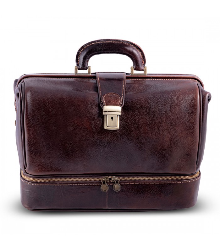 DOCTOR BAG DOUBLE BOTTOM BELLA VISTA IN LEATHER 39x17 H30 cm