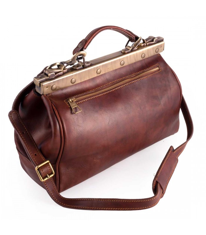 BORSA DOPPIA FIBBIA PHOENIX IN PELLE 35x13 H25 cm