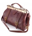 DOCTOR BAG WOMAN DOUBLE BUCKLE PHOENIX IN LEATHER 35x13 H25 cm
