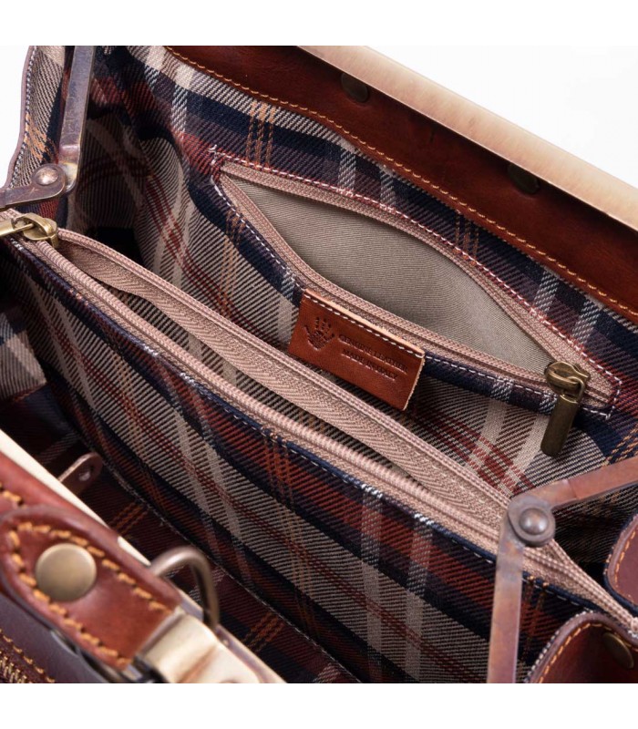 BORSA DOPPIA FIBBIA PHOENIX IN PELLE 35x13 H25 cm