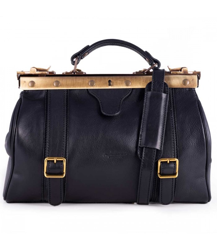 BORSA DOPPIA FIBBIA PHOENIX IN PELLE 35x13 H25 cm