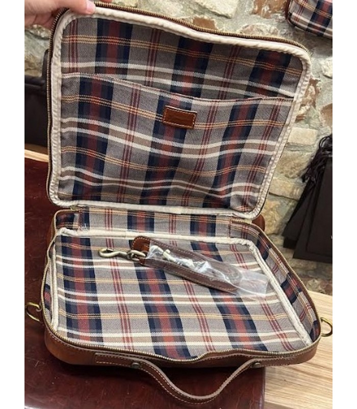 COMPUTER BRIEFCASE WITH DOUBLE HANDLE IN LEATHER