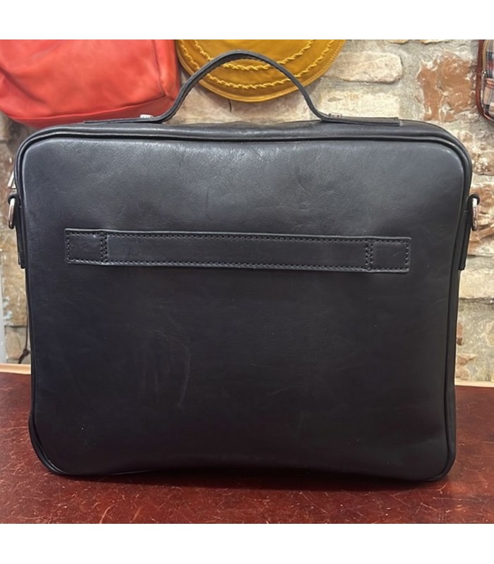 COMPUTER BRIEFCASE WITH DOUBLE HANDLE IN LEATHER