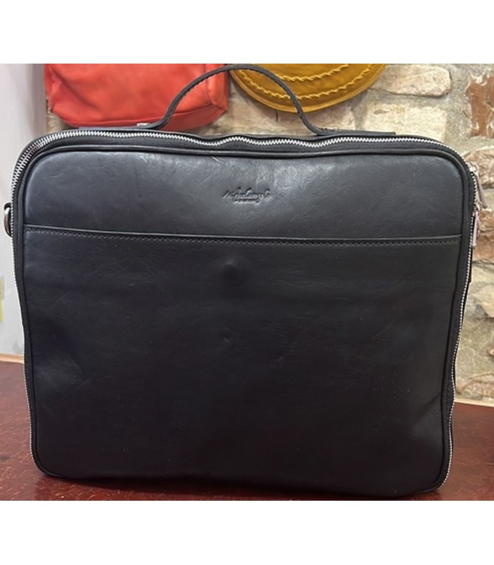 COMPUTER BRIEFCASE WITH DOUBLE HANDLE IN LEATHER