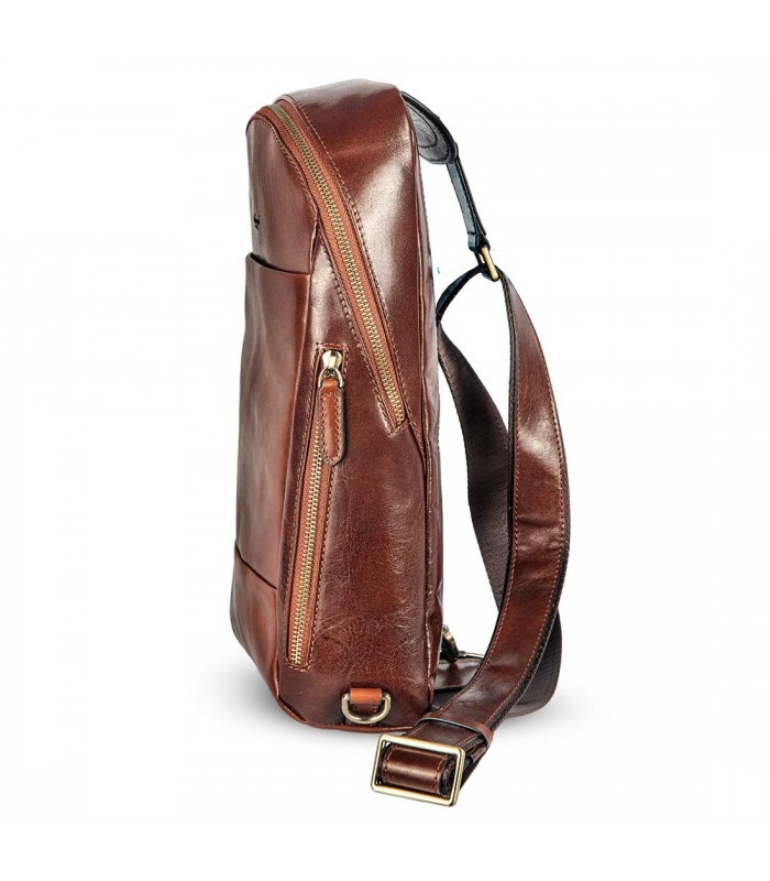 ONE-SHOULDER LEATHER BAG BOLOGNA 21X10 H37 CM