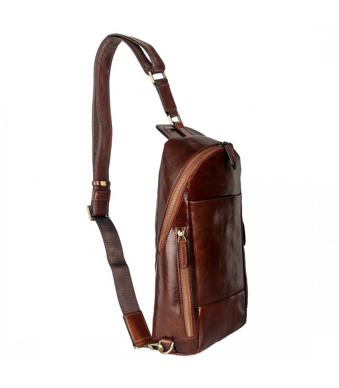 ONE-SHOULDER LEATHER BAG BOLOGNA 21X10 H37 CM