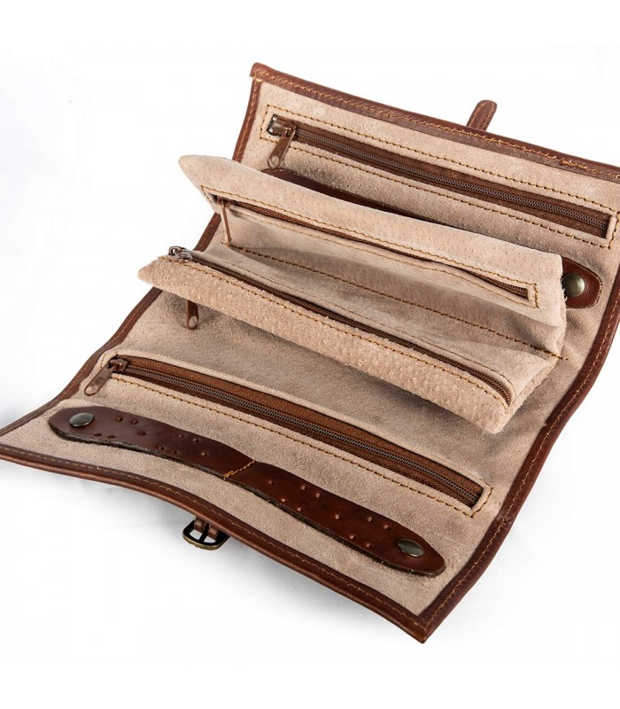 LEATHER JEWELRY TRAVEL CASE 21X5 H8.5 CM